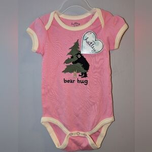 🆕 Hatley Pink & Cream "Bear Hug" Embroidered Bodysuit Toddler Girls 12-18 🐻